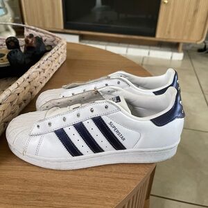 adidas Superstar White and Navy Sneakers